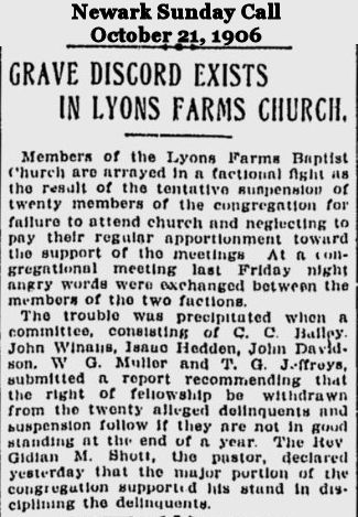 Grave Discord Exists in Lyons Farms Church
