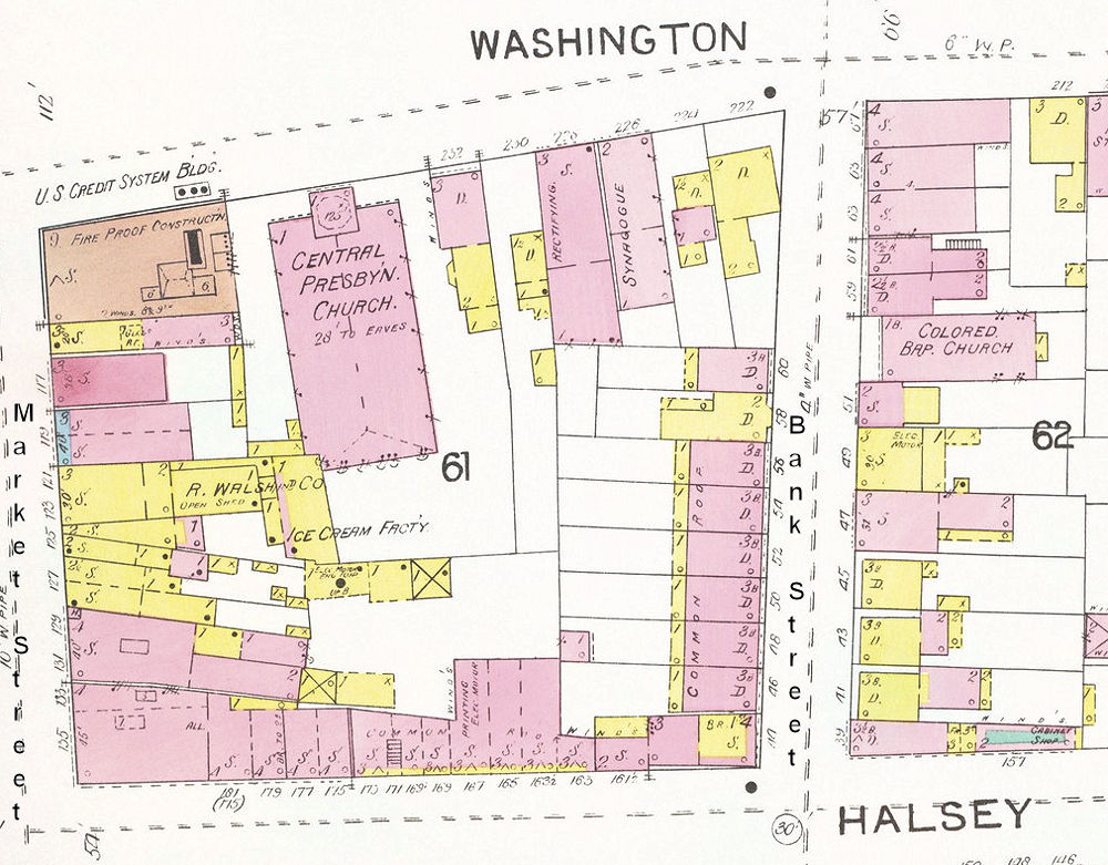1892 Map
55, 61 Bank n. Washington
