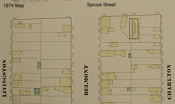 1874 Map
208 Spruce Street n. Belmont Avenue
