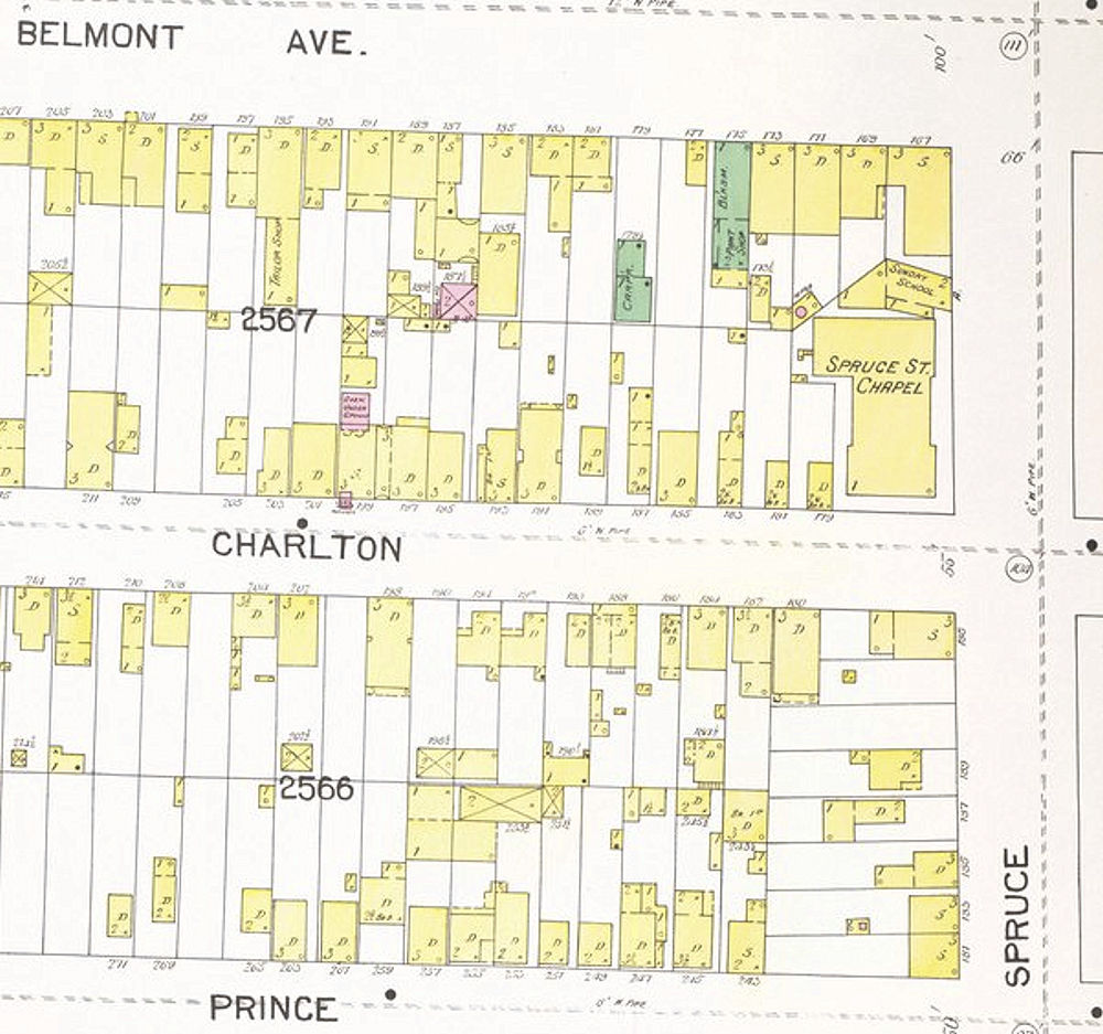 1892 Map
208 Spruce Street n. Belmont Avenue
