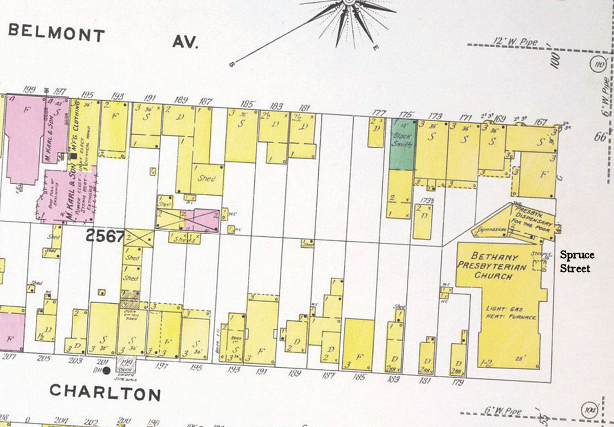1908 Map
208 Spruce Street n. Belmont Avenue
