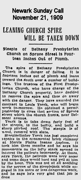 Leaning Church Spire will be Taken Down
1909
