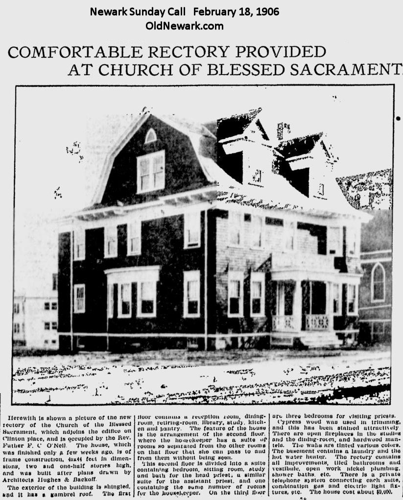 Comfortable Rectory Provided at Church of Blessed Sacrament
February 18, 1906
