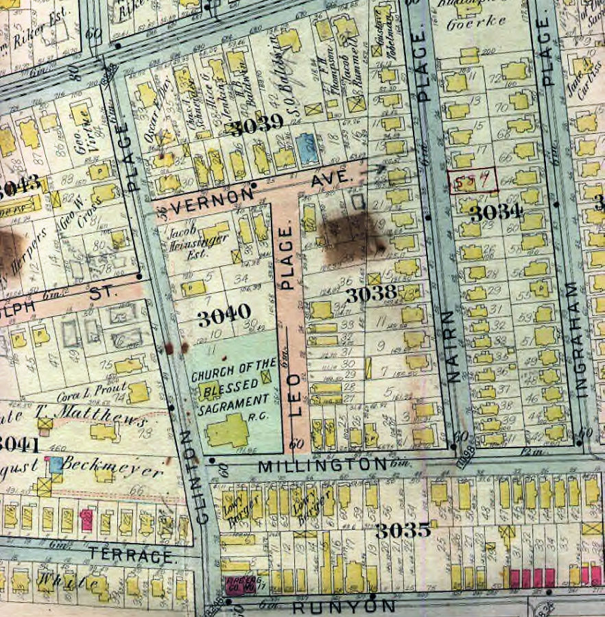 1912 Map
50 - 52 Clinton Place & Millington Avenue 
