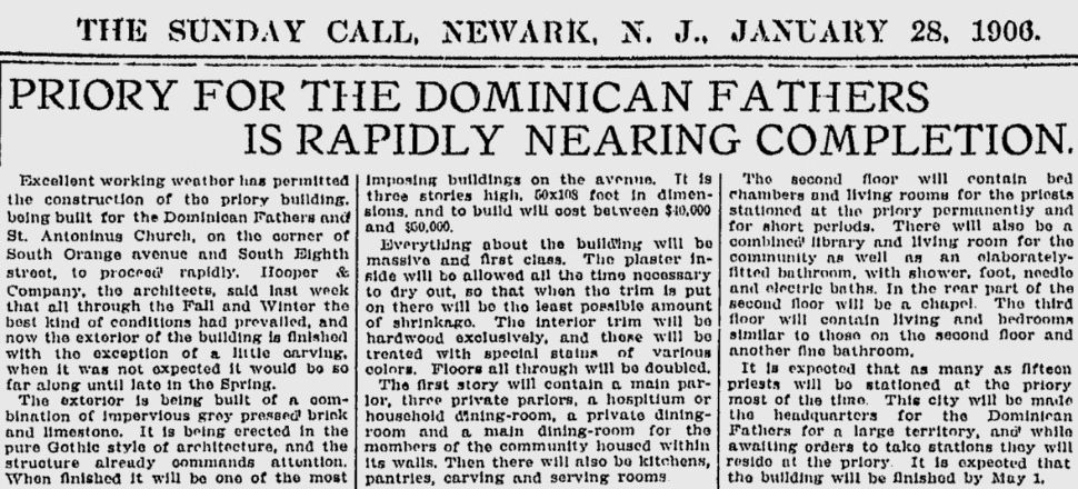 Priory for the Dominican Fathers is Rapidly Nearing Completion
January 28, 1906
