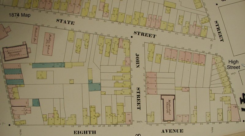 1874 Map
76 Eighth Ave. corner John Street

