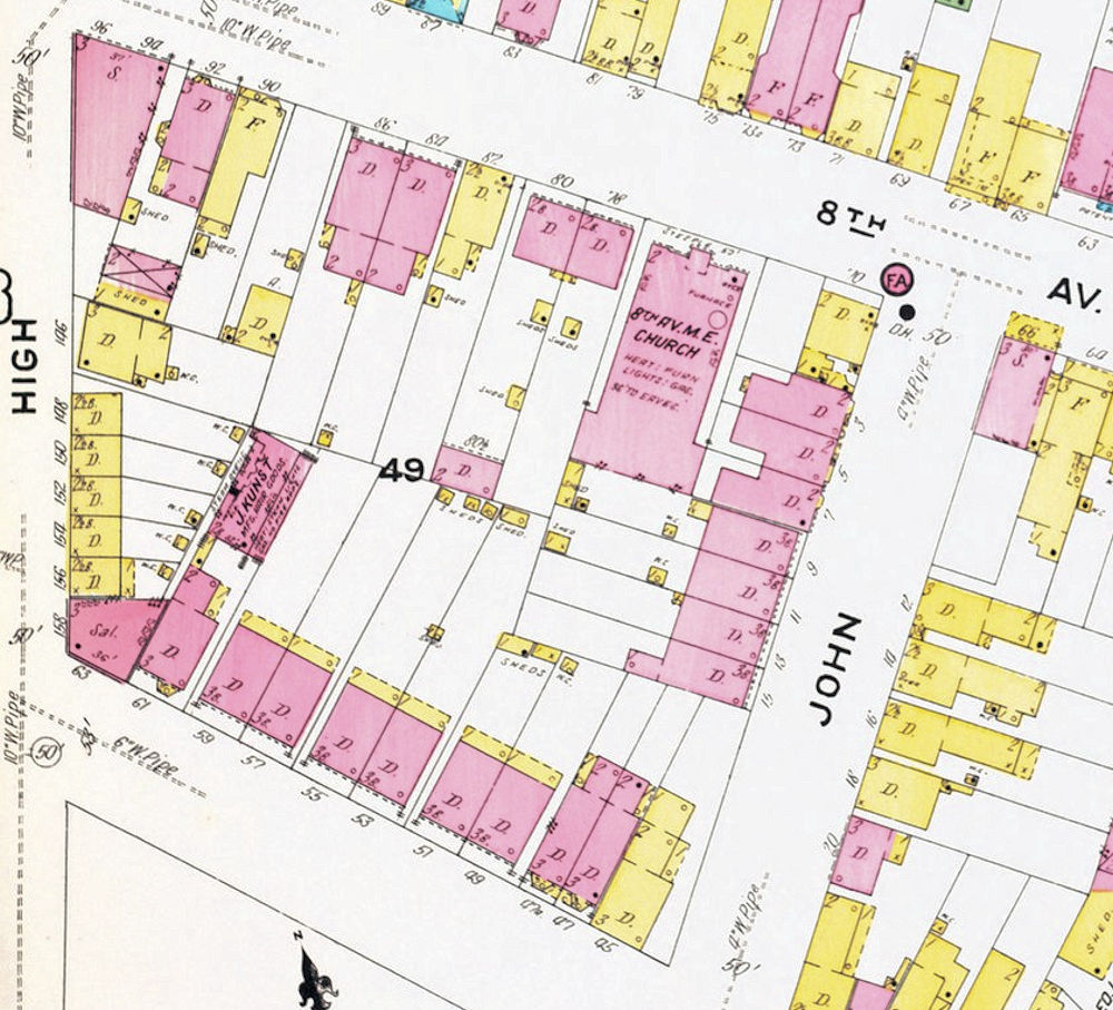 1909 Map
76 Eighth Ave. corner John Street
