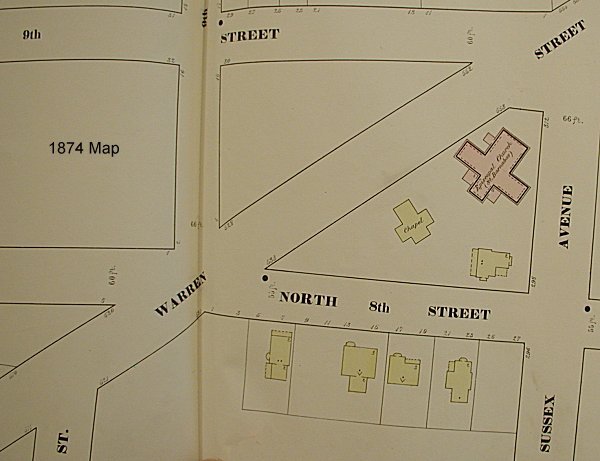 1874 Map
Roseville, Sussex Aves and Warren Street
