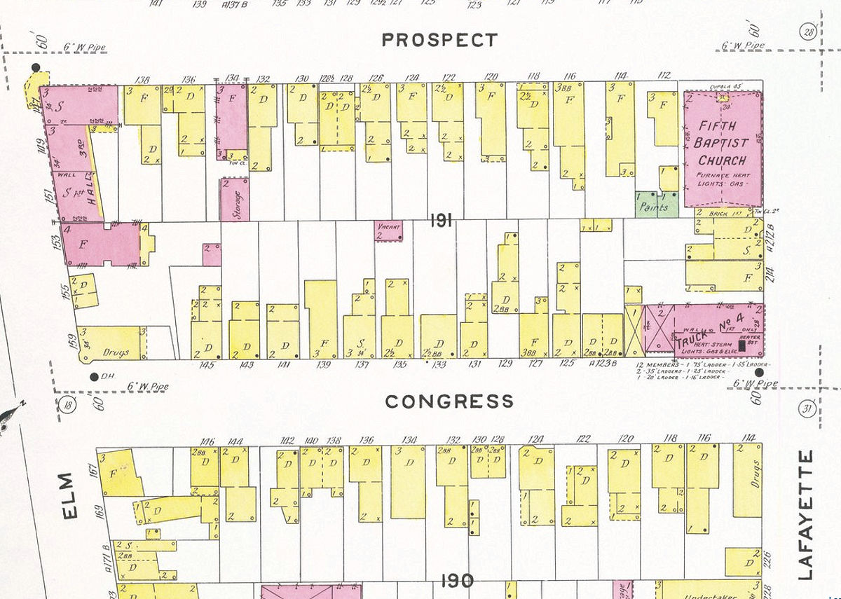 1908 Map
110 South Prospect St., c. Lafayette St.
