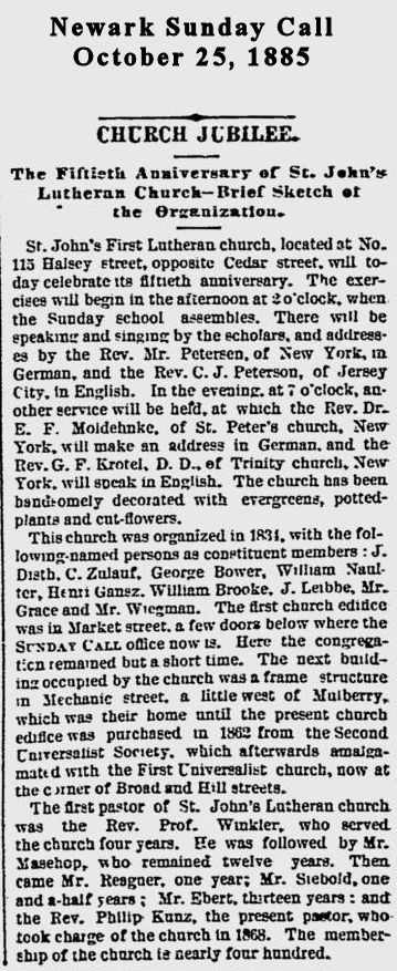 Church Jubilee
October 25, 1885
