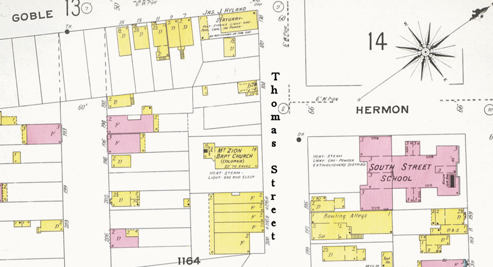 1908 Map
190 Thomas Street n. Herman Street
