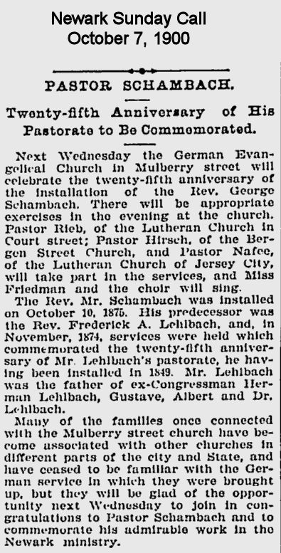 Pastor Schambach
October 7, 1900
