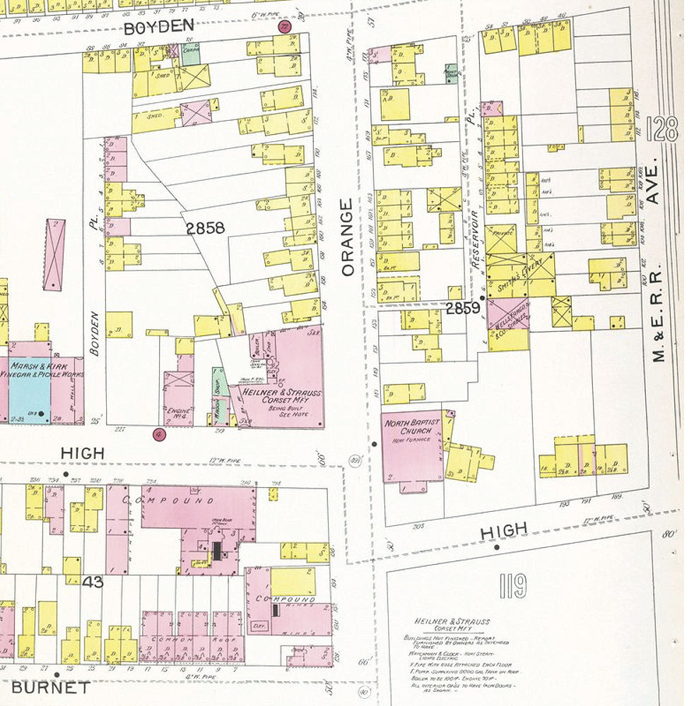 1892 Map
123, 133, 145 Orange Street c. High Street
