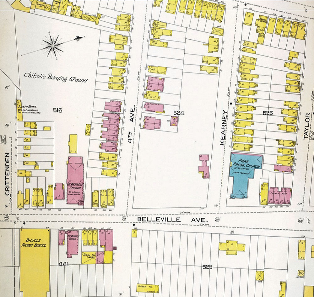 1892 Map
208 Belleville Ave. corner Kearny Street
