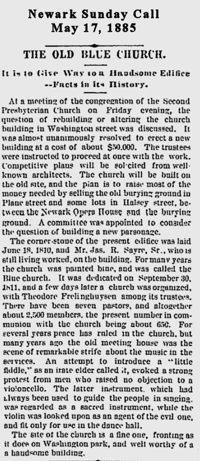 The Old Blue Church
May 17, 1885
Newark Sunday Call
