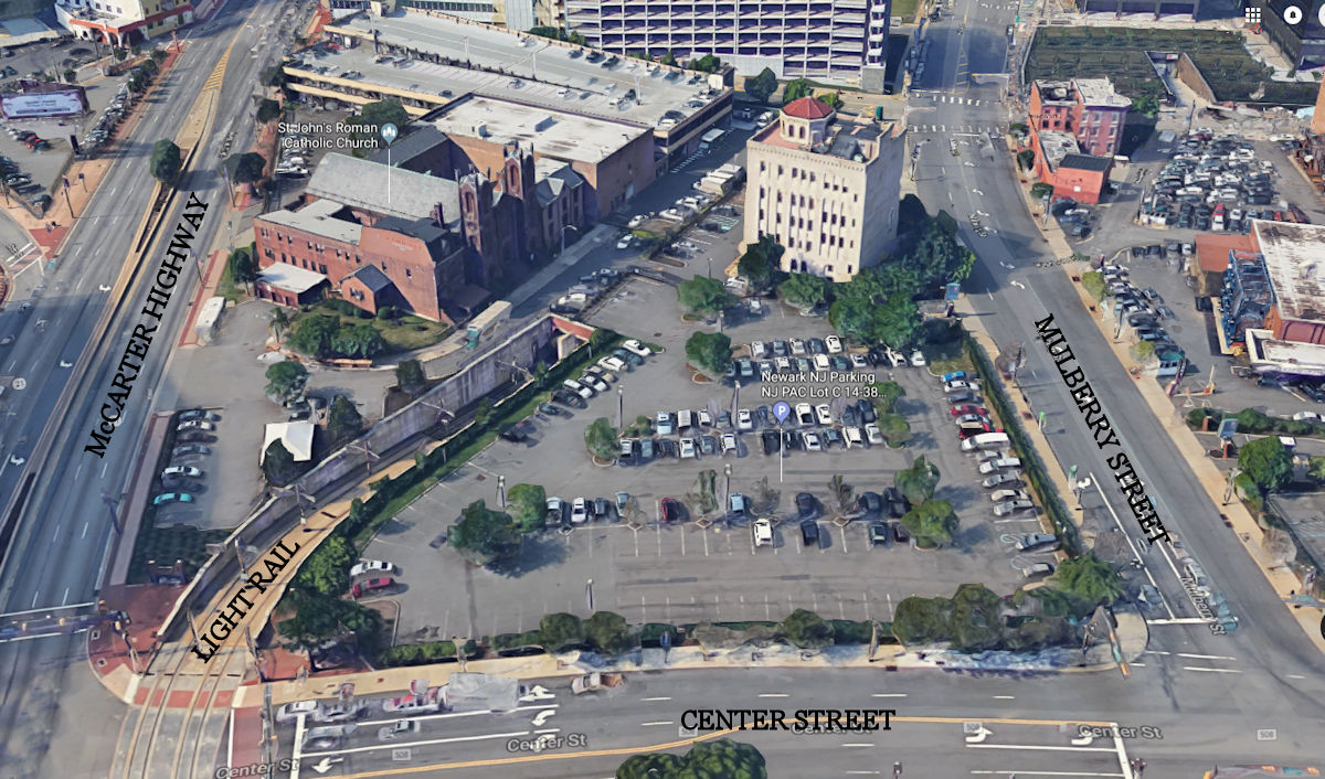 Showing the realignment of Mulberry Street away from the front of the church and the new Light Rail System
2016
