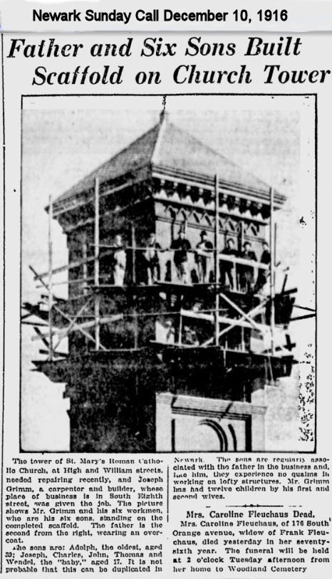 Father and Six Sons Built Scaffold on Church Tower
1916
