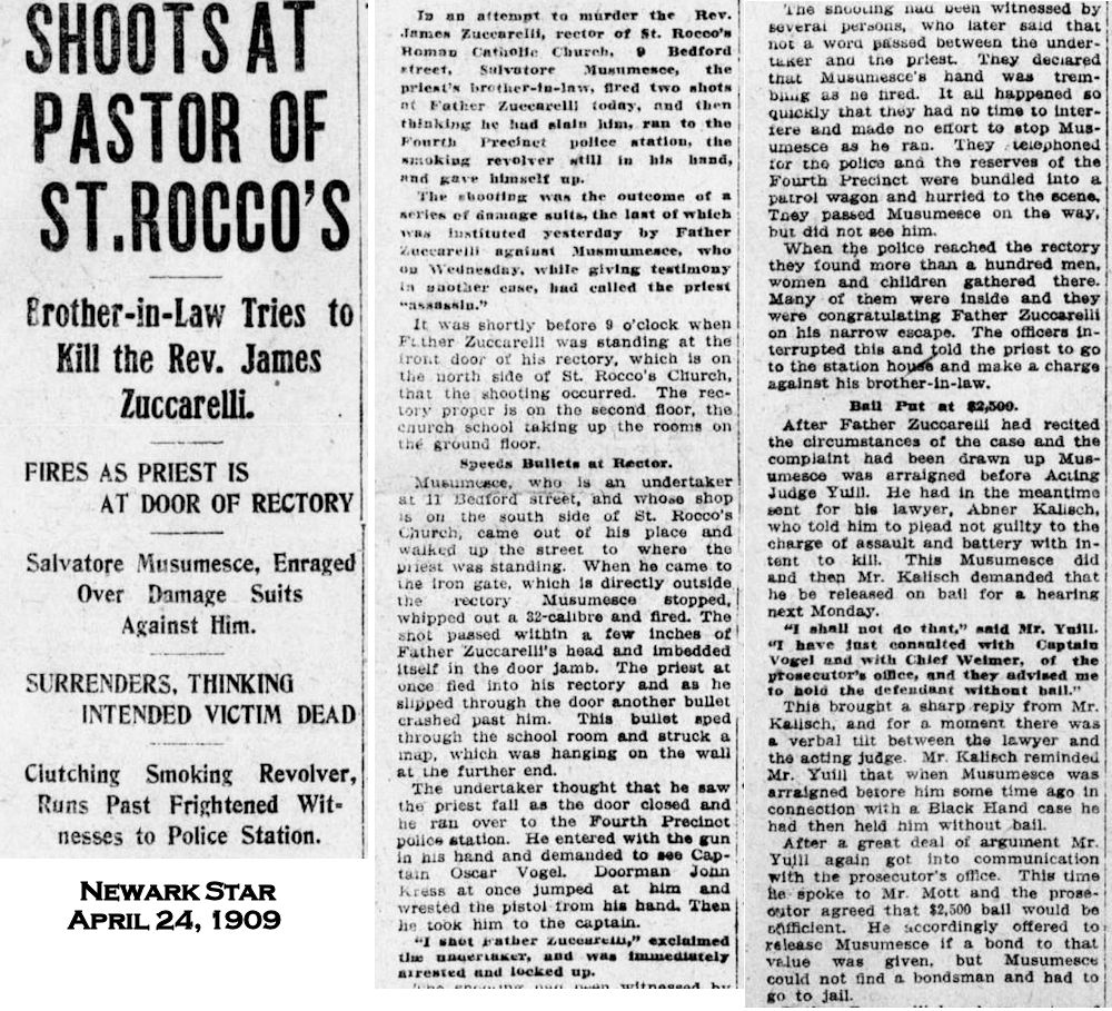 Shoots at Pastor of St. Rocco's
April 24, 1909
