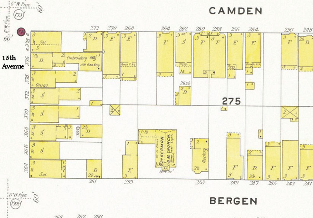 1908 Map
253 Bergen Street n. Fifteenth Avenue
