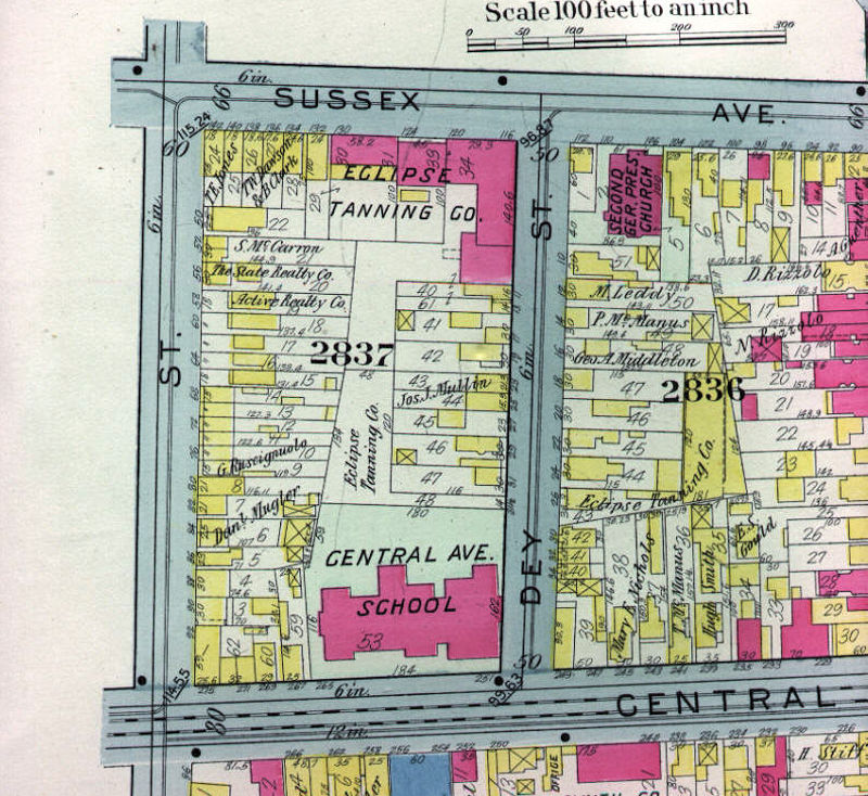 1911 Map
106 Sussex Avenue n. Dey Street
