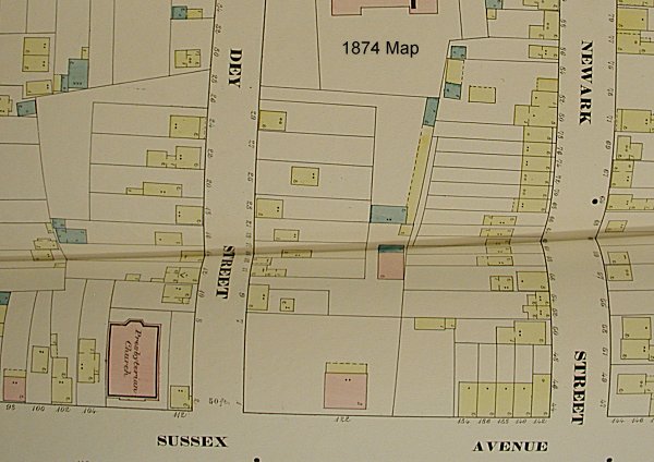 1874 Map
106 Sussex Avenue n. Dey Street
