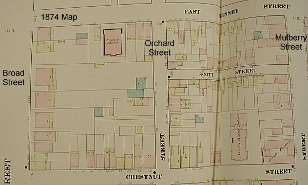 1874 Map
15, 19 East Kinney Street
