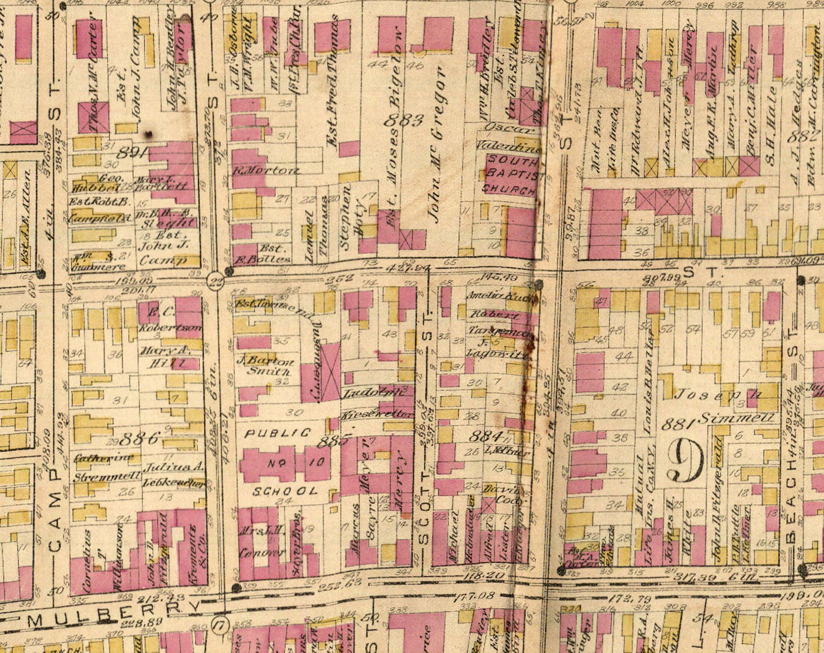 1889 Map
15, 19 East Kinney Street
