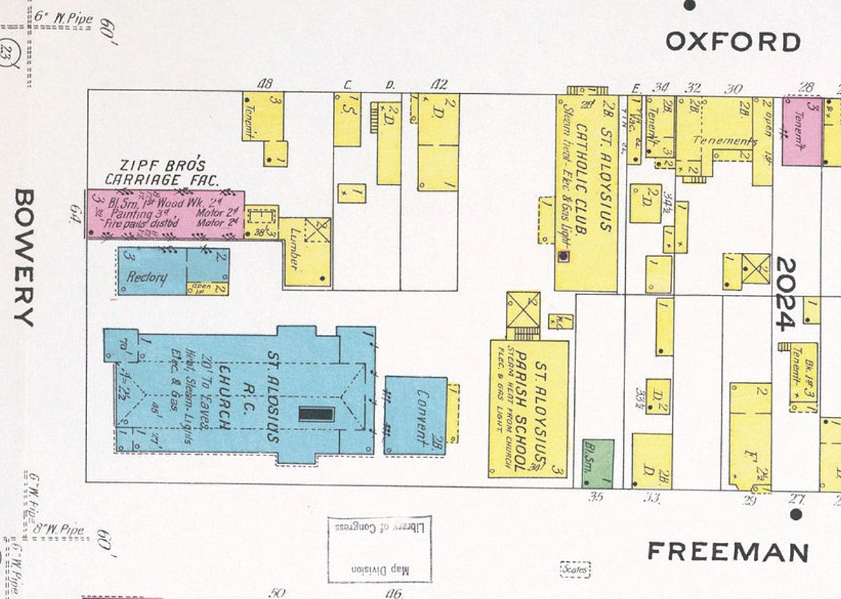 1908 Map
68 - 70 Bowery Street (Fleming Avenue) c. Freeman Street
