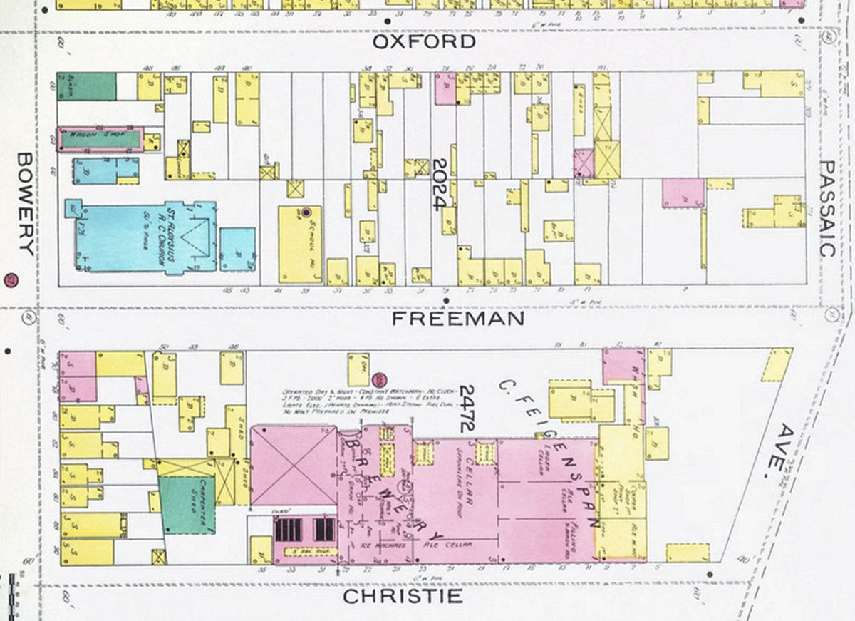 1892 Map
68 - 70 Bowery Street (Fleming Avenue) c. Freeman Street

