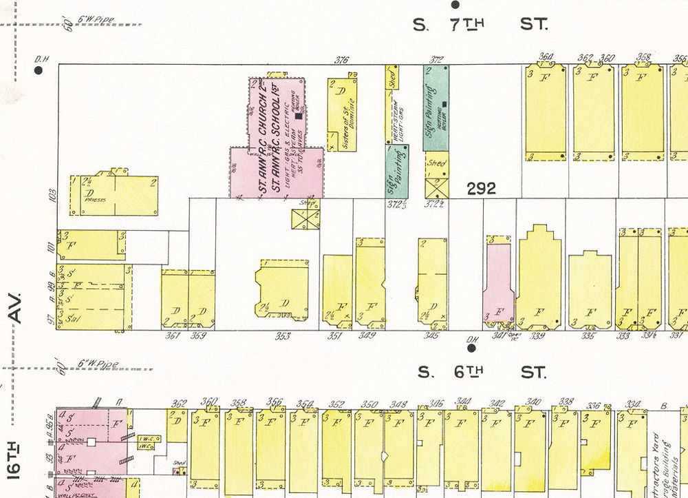 1909 Map
380 South Seventh Street, 103 Sixteenth Avenue
