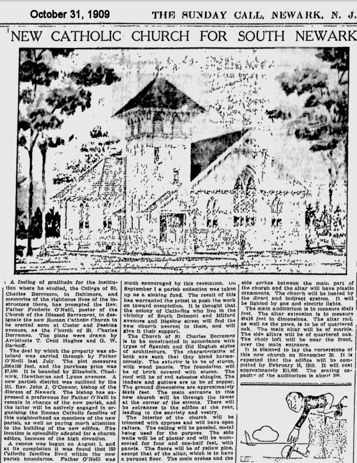 New Catholic Church for South Newark
October 31, 1909
