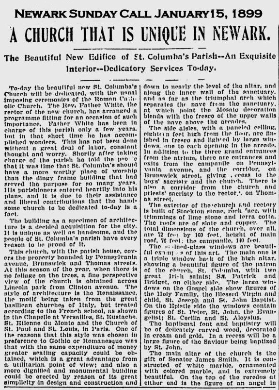 A Church that is Unique in Newark
January 15, 1899
Newark Sunday Call
