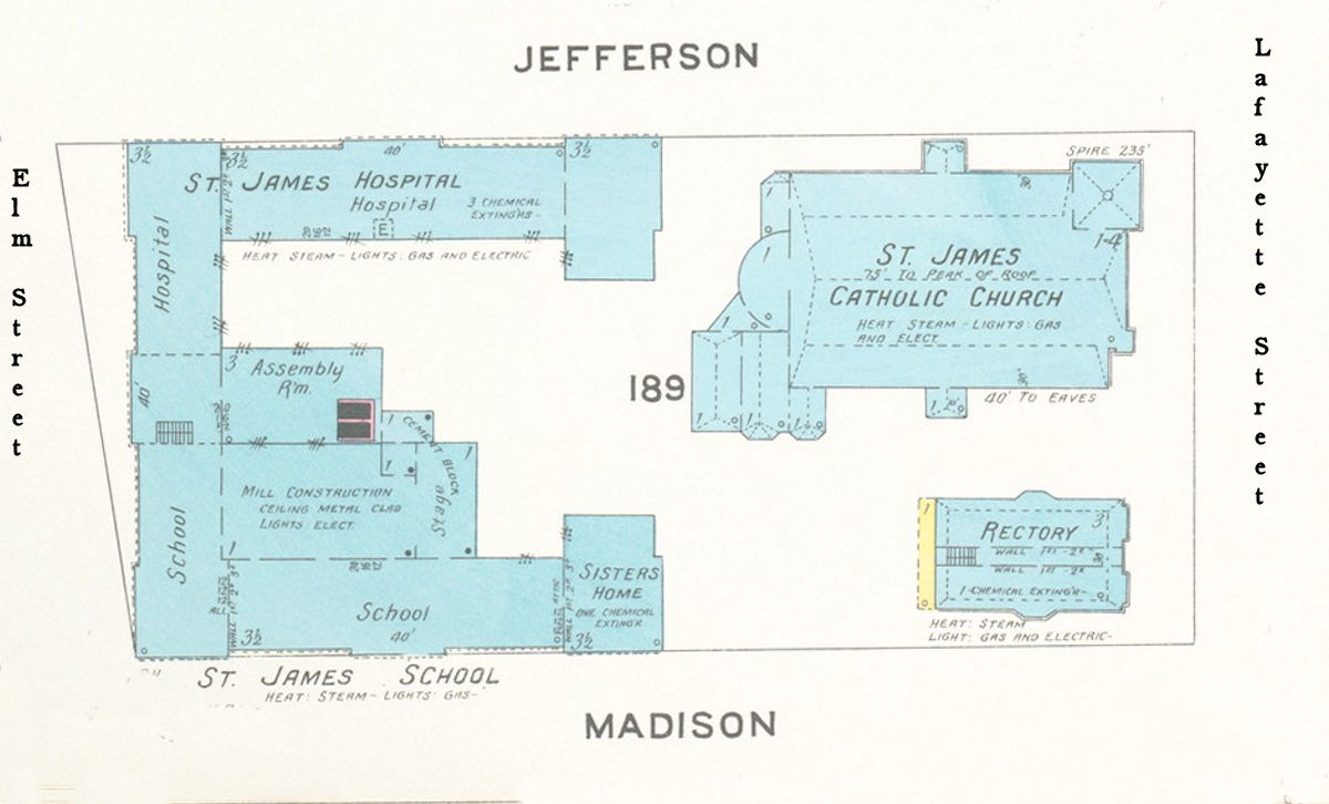 1908 Map
58, 99 Lafayette Street, c. Madison, c. Jefferson
