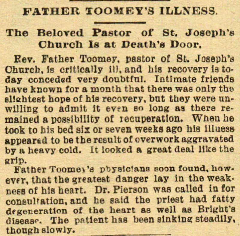 Father Toomey's Illness
