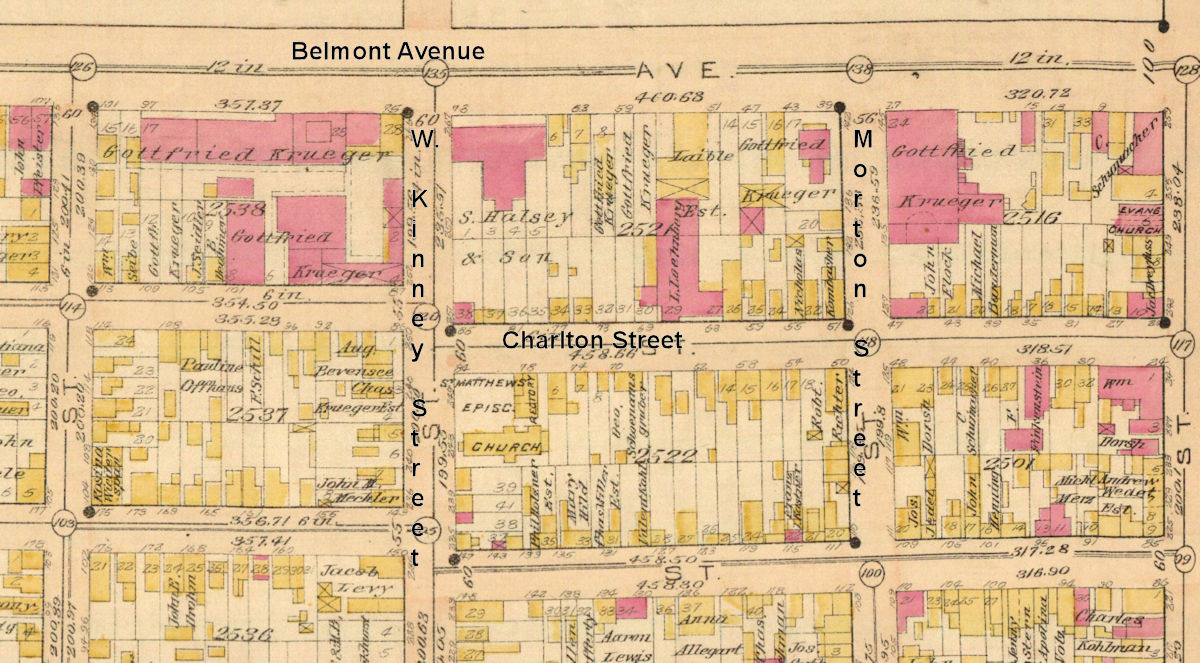 1889 Map
West Kinney & Charlton Streets Location

