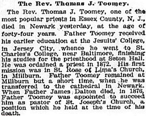 Reverend Thomas J. Toomey Obituary
