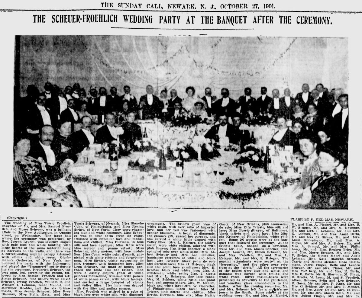 The Scheuer-Froehlich Wedding Party at the Banquet after the Ceremony
October 27, 1901

