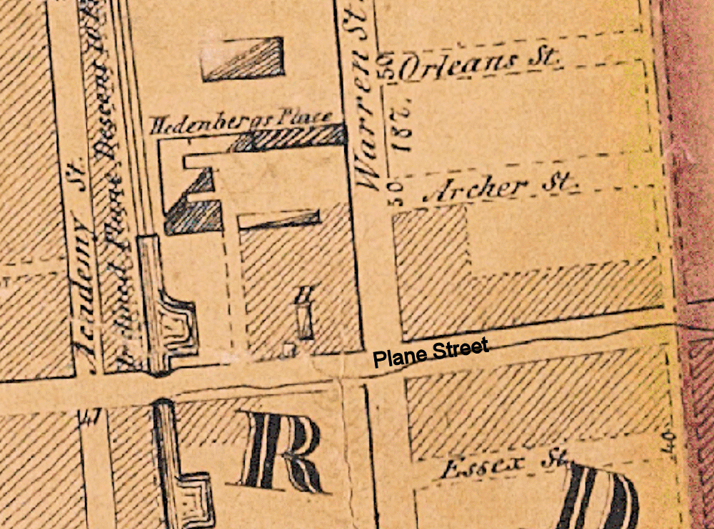 1847 Map
132 Plane Street
"H" on the map
