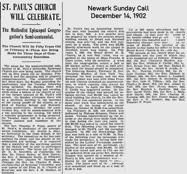 St. Paul's Church Will Celebrate
December 14, 1902
