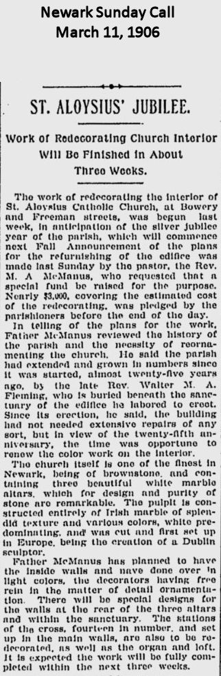 St. Aloysius' Jubilee
March 11, 1906
